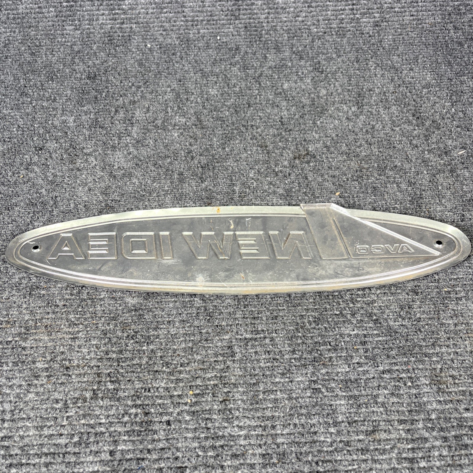 VINTAGE AVCO NEW IDEA FARM EQUIPTMENT SIGN EMBOSSED ALUMINUM IMPLEMENT ADVERTIZE