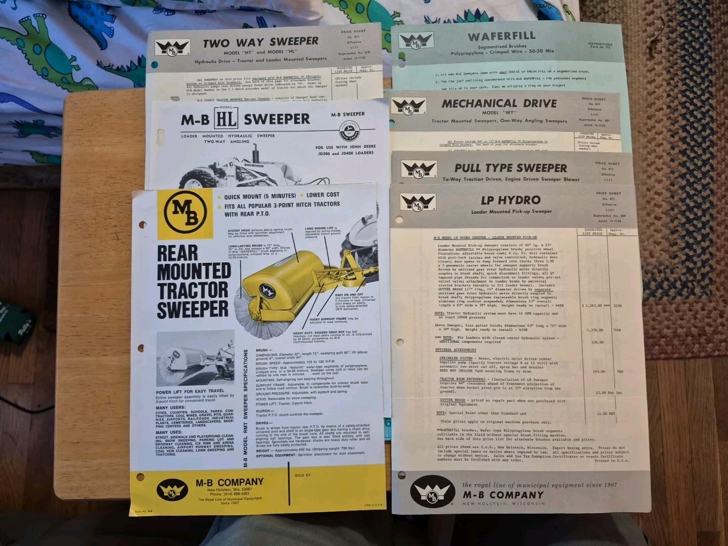 1971 M-B Street Sweeper Spec Sheets & Brochures
