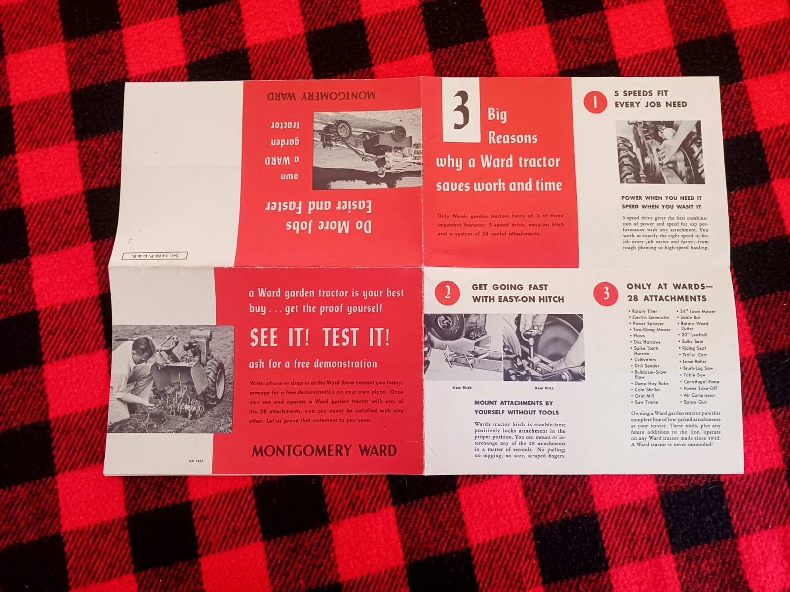 1950s Montgomery Ward Garden Tractor Poster Wards Plow-Trac Farm Flyer Brochure