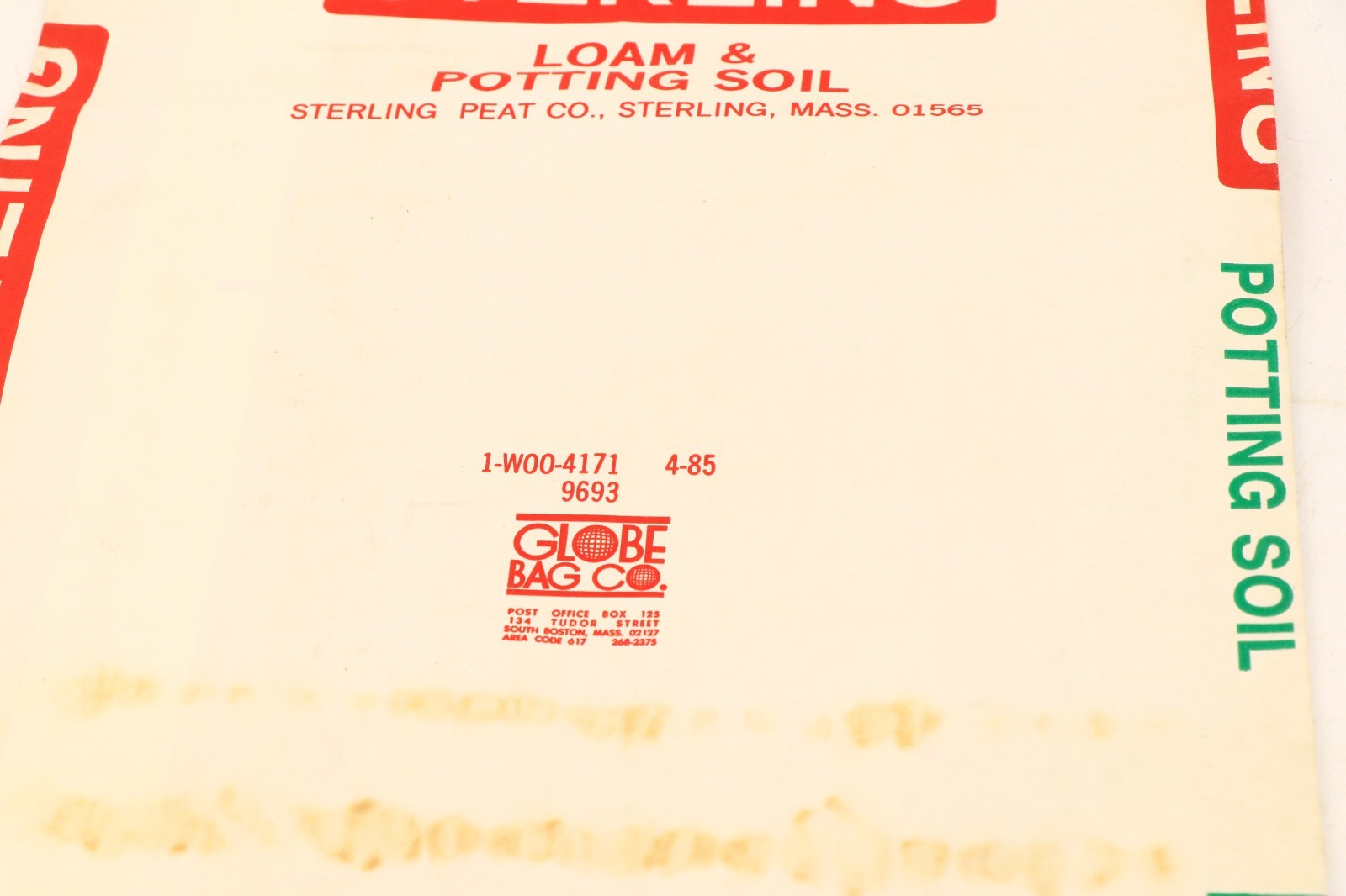 Vintage Sterling Peat Co. Mass MA Loam Bag 25 lb Unused Advertising Lot Of 2