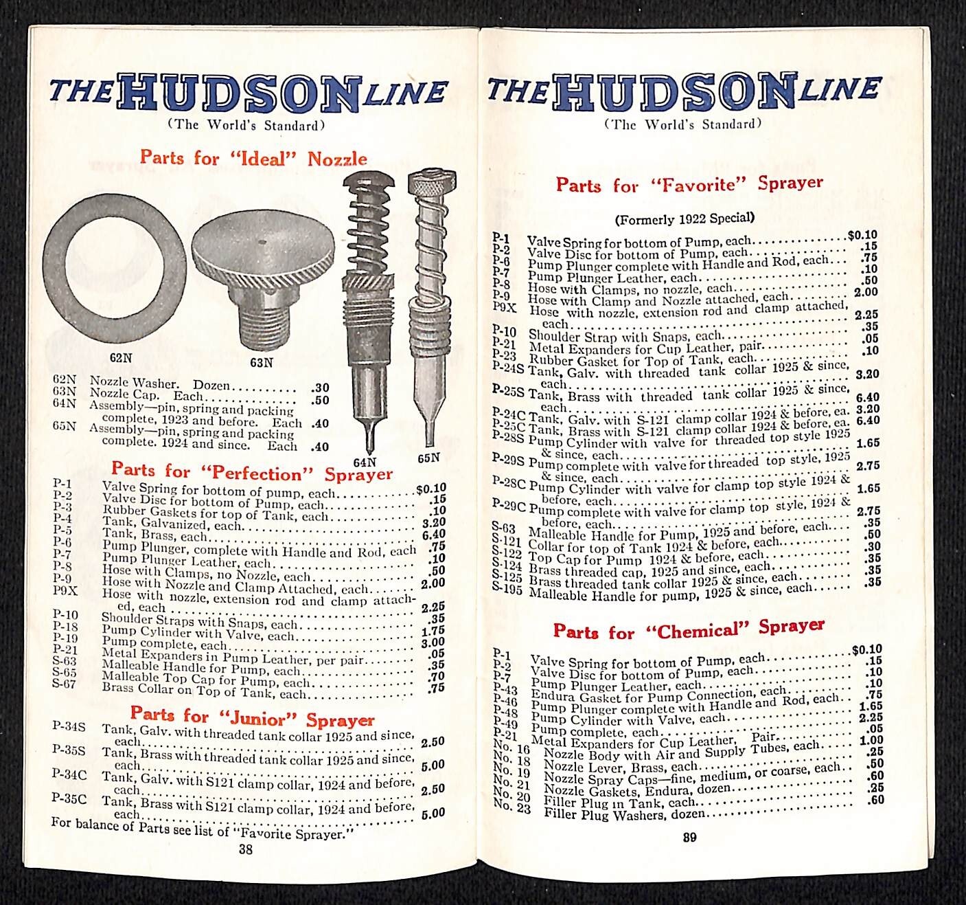 Hudson Sprayers Catalog Booklet 1926 44pp Illustrations Prices Part Nos. Scarce