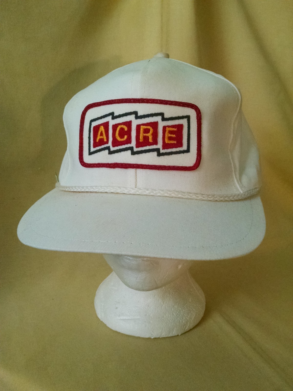 Acre Hat Baseball Ball Cap White Rope Patch Leather Strapback Buckle K Brands