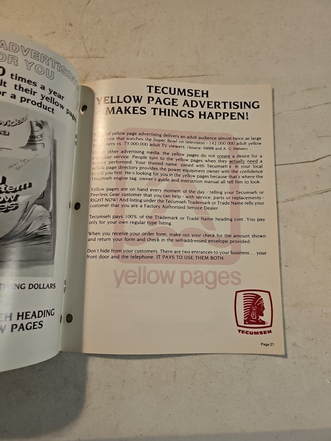 Vintage 1987 TECUMSEH Dealer Information Brochure Catalog