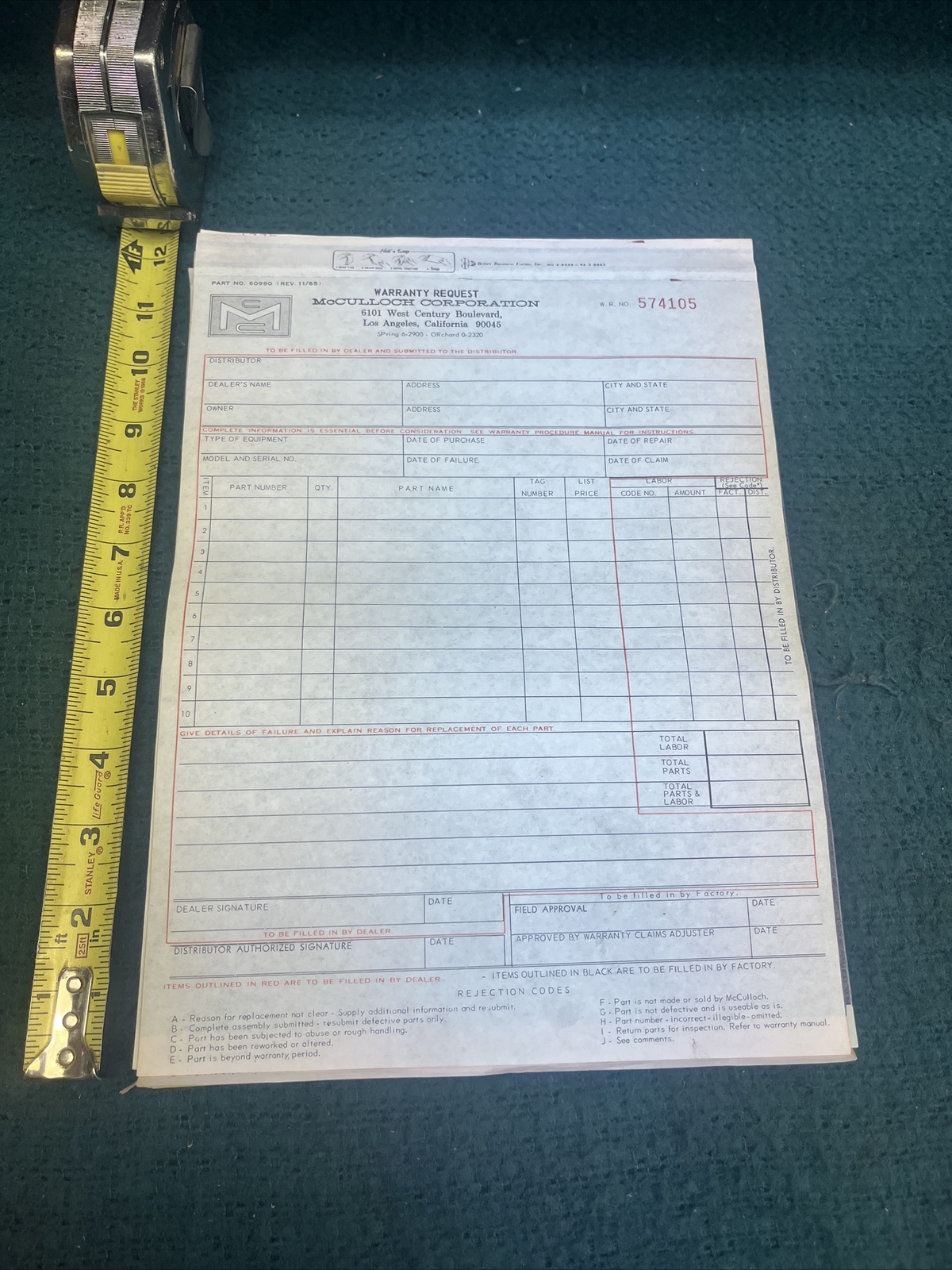 60s Chain Saw Literature McCulloch Paperwork, Papers