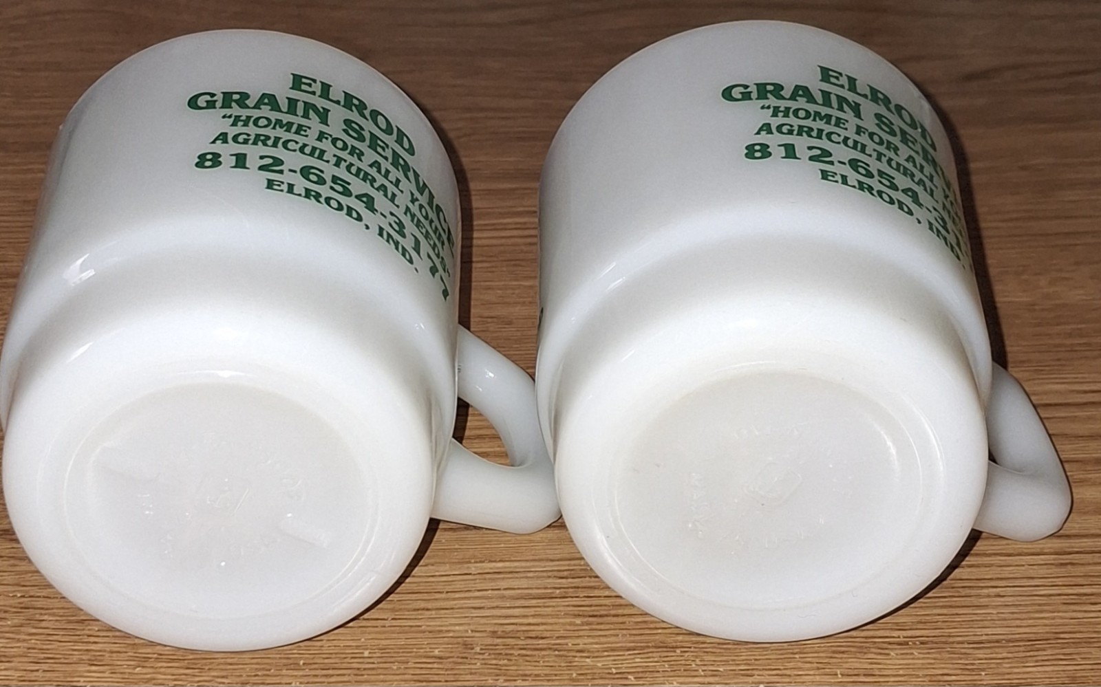 Vintage Elrod Grain Service Elrod Indiana Anchor Hocking Mug Lot of 2