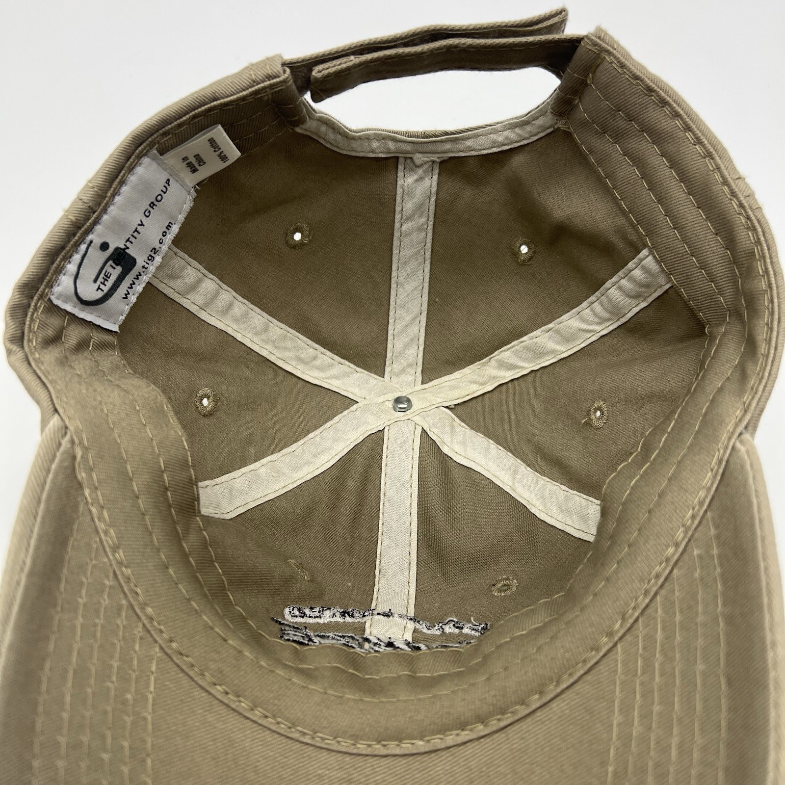 Kinze Planters Baseball Cap, Brown Khaki Distressed Adjustable Velcroe
