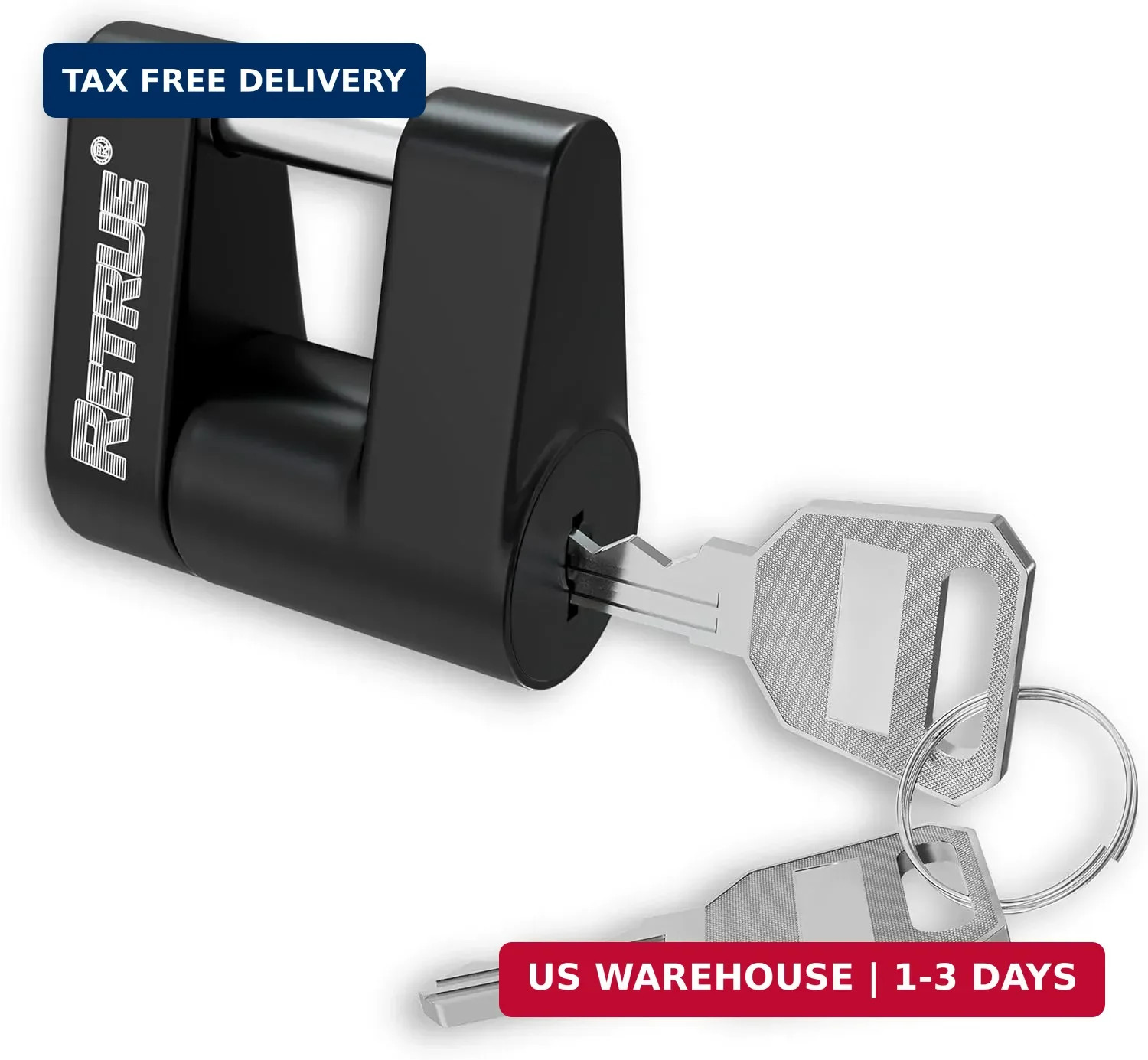 RETRUE Trailer Tongue Coupler Lock, Trailer Hitch Lock,Dia 1/4 Inch, 3/4 Inch Sp