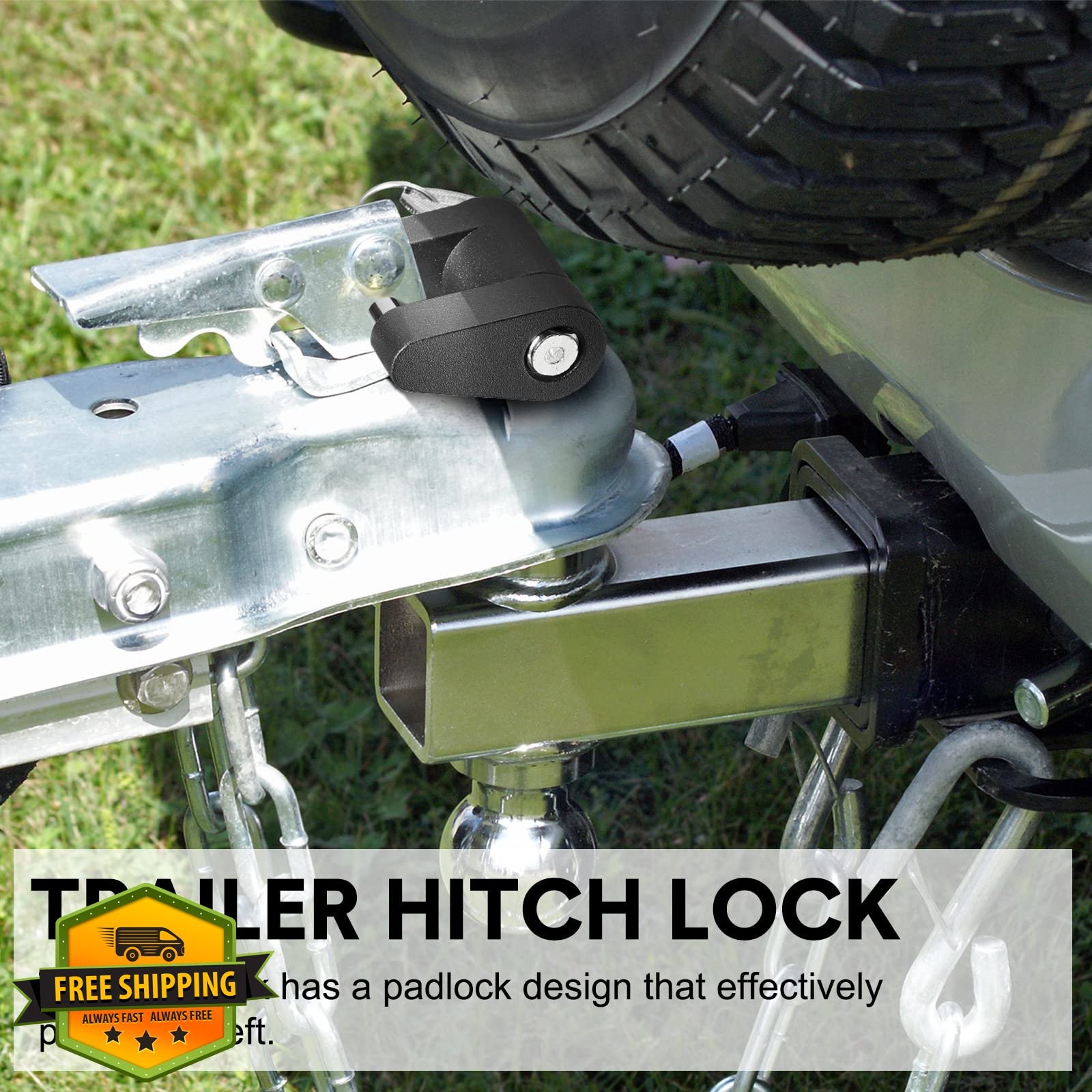 Chumia Trailer Hitch Lock 1/4&Prime; Dia 3/4&Prime; Span Black 1 Pack