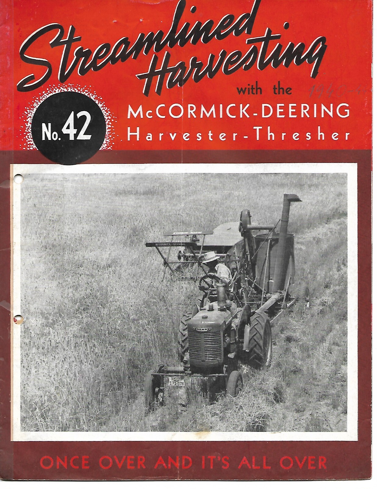 Farm Harvester Brochure – IH McCormick Deering – 42 – Thresher – c1940&rsquo;s (F8097)