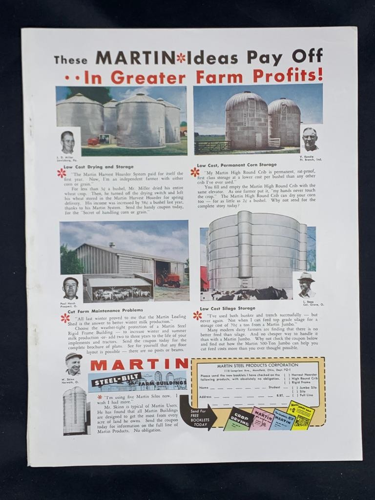 Magazine Ad* – 1958 – Martin Steel Products – Mansfield, OH – Cribs, Silos