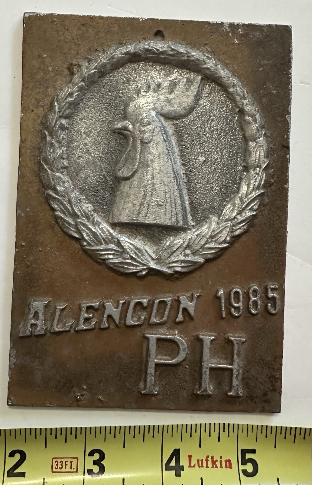 1985 Alechon Fair ( France) PH (Prize of Honor) Rooster Award Metal Wall Plaque