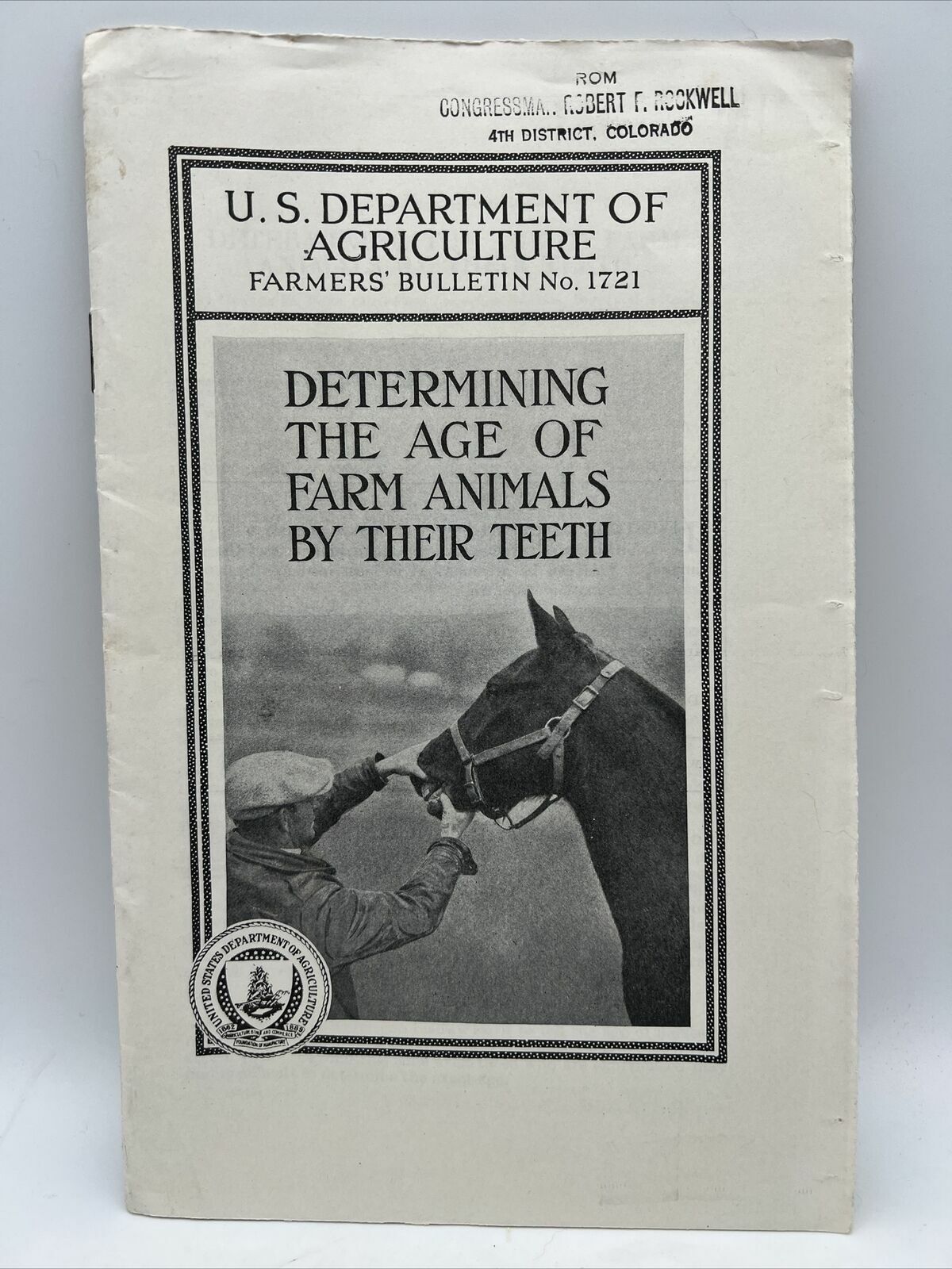 1934 USDA Farmers Bulletin No 1721 DETERMINING THE AGE OF FARM ANIMALS BY TEETH