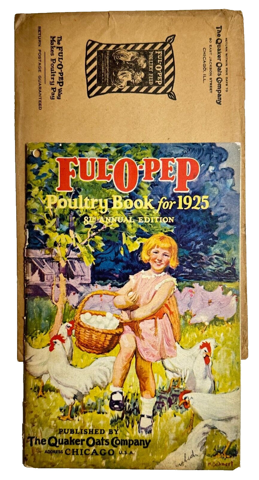 1925 Ful O Pep Quaker Oats Poultry Chickens Book 8th Edition & Original Envelope