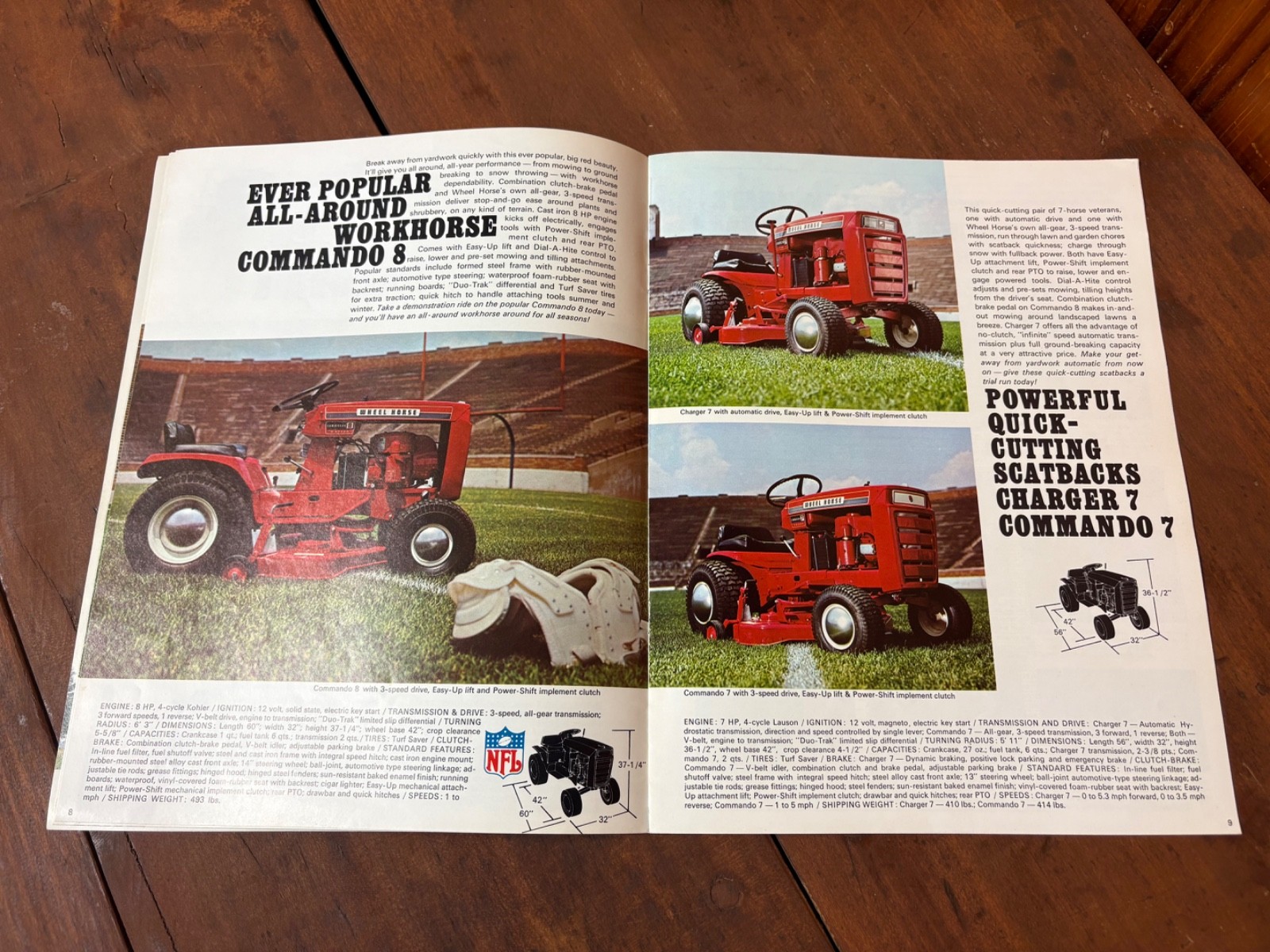 1970 Wheel Horse Garden Tractors Brochure NFL GT-14 Electro 12 Charger 10 12