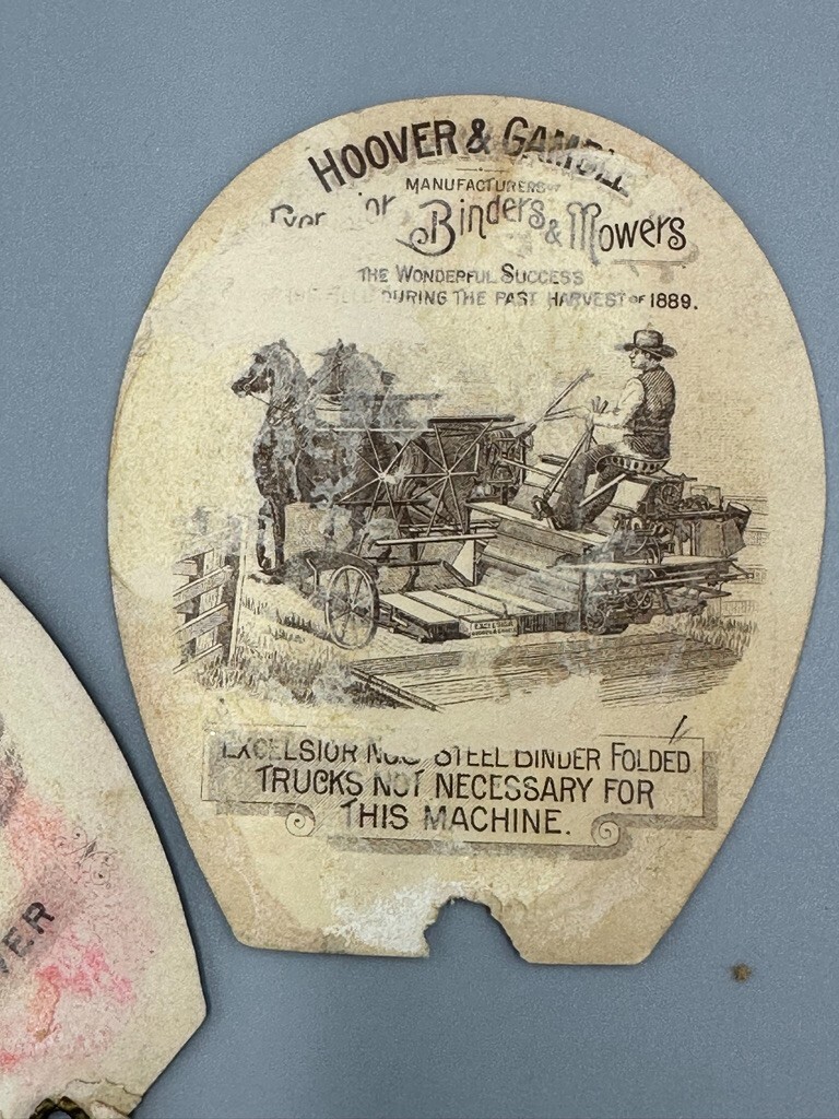 1889 EXCELSIOR MOWER Hoover Gamble FARM MACHINERY Advertising Trade Card Fan