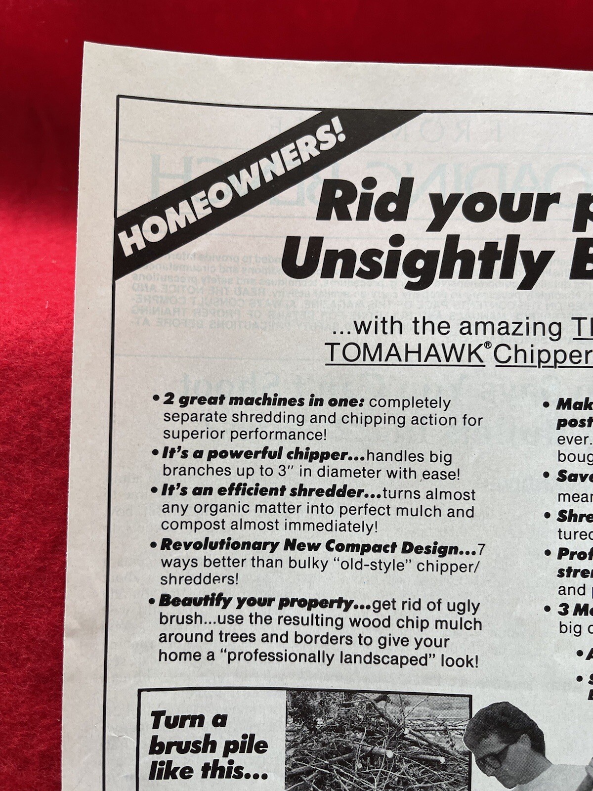 Vintage 1990 Troy Bilt Print Ad Tomahawk Chipper Shredder Advertisement
