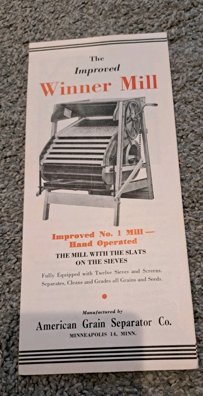 Vintage Sales Brochure for Winner Mill American Grain Separator Company