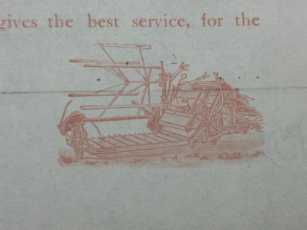1915 COLORADO MOLINE PLOW Co FARM Advertising ADRIANCE HARVESTING MACHINE Letter
