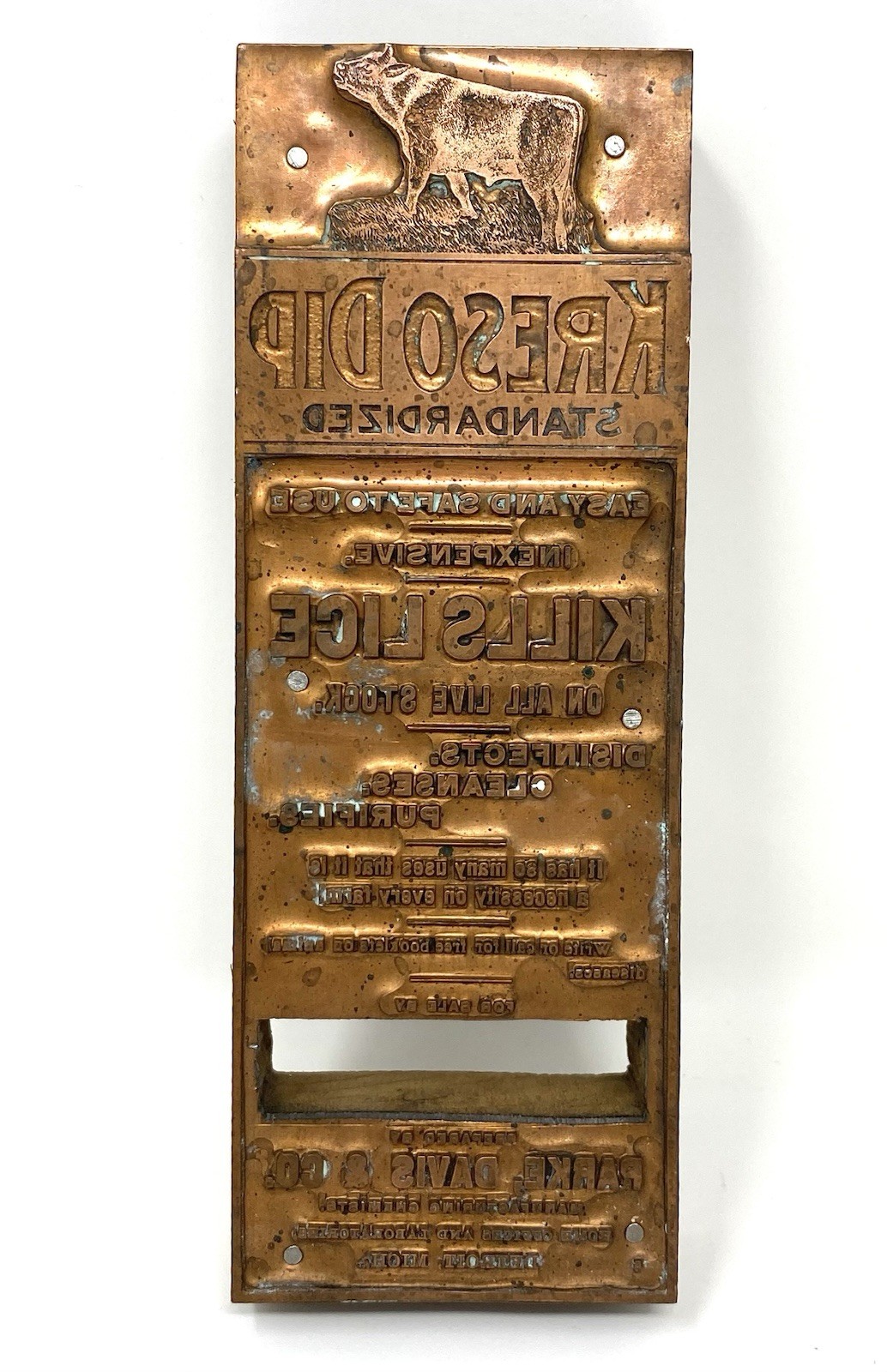 Kreso Dip Standardized Advertising Print Block With Copper Plate Vintage