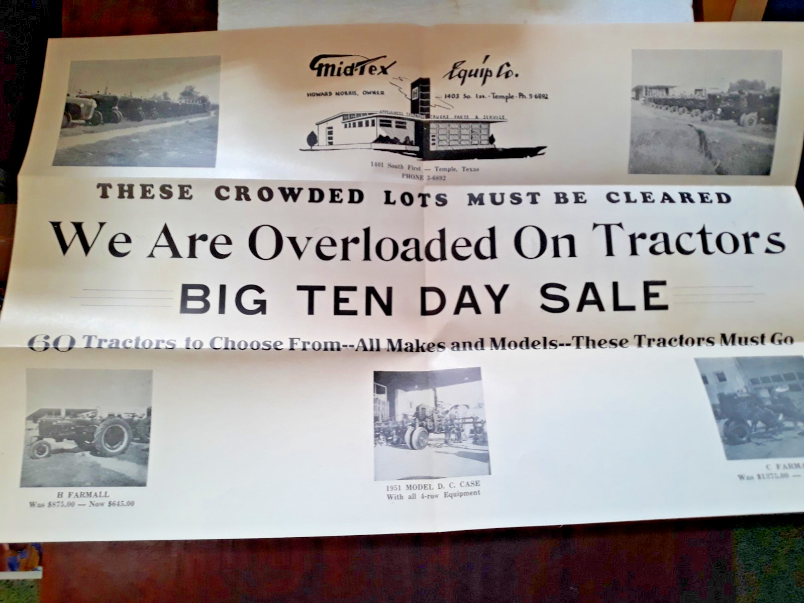 Vtg Mid-Tex Equip Co., Temple, Tx Auction Brochure