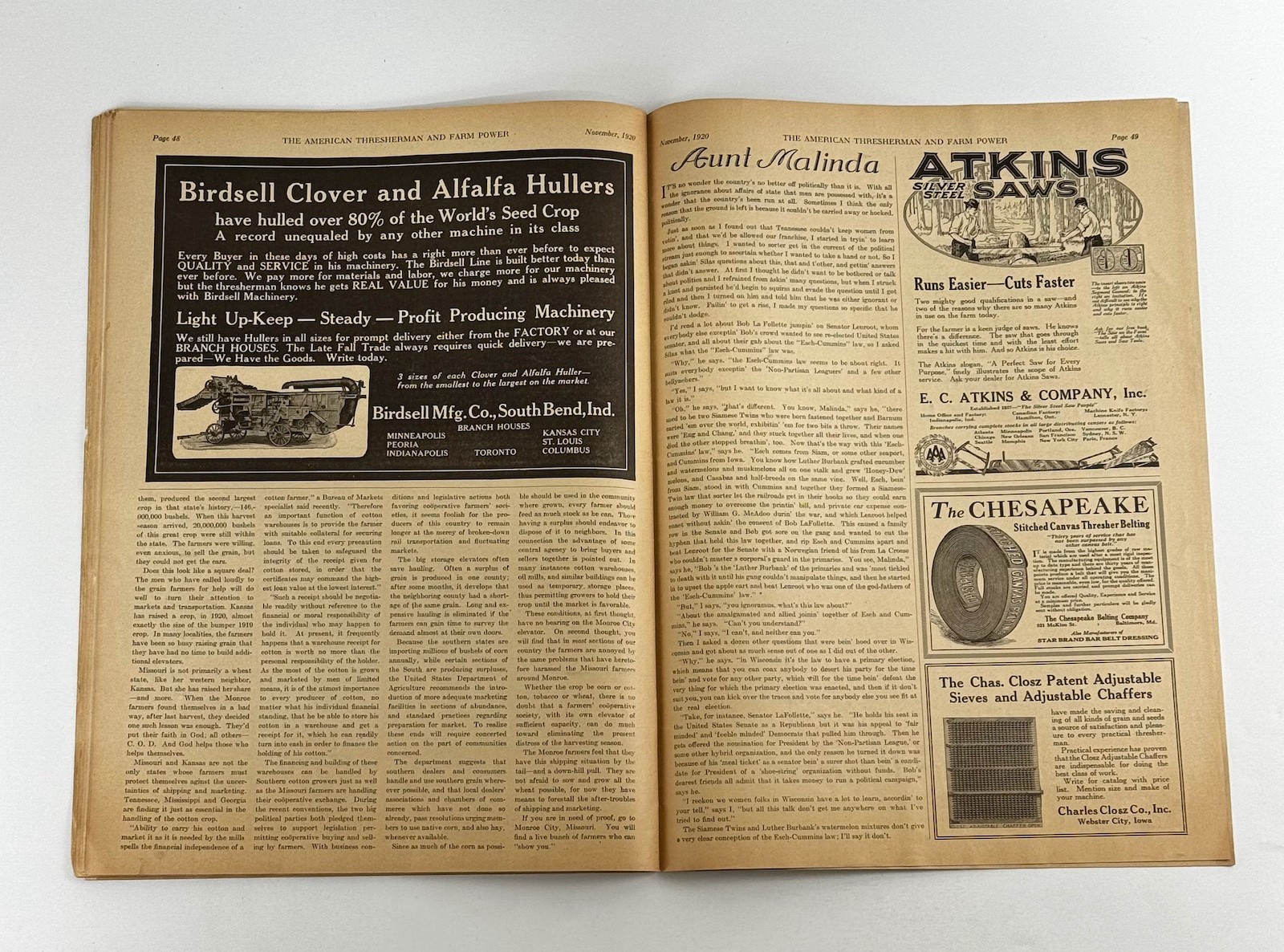 The American Thresherman & Farm Power MAGAZINE November 1920 MADISON, WIS.