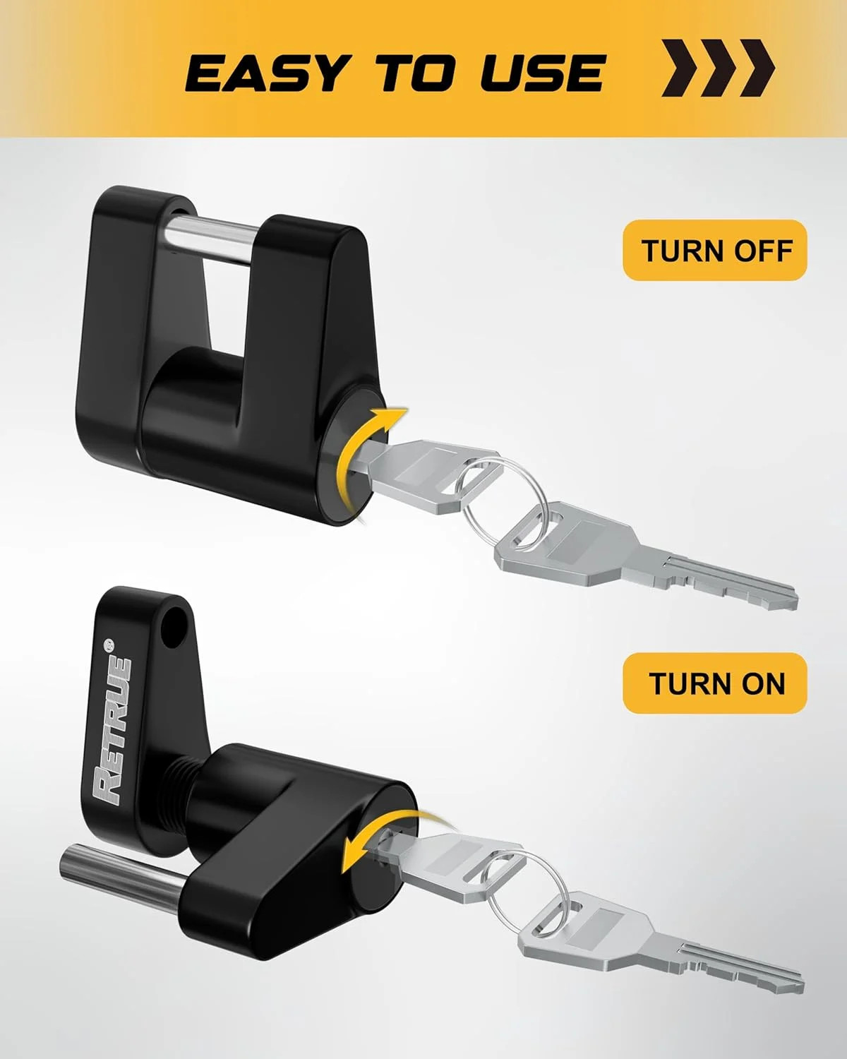 Trailer Tongue Coupler Lock, Trailer Hitch Lock,Dia 1/4 Inch, 3/4 Inch Span for