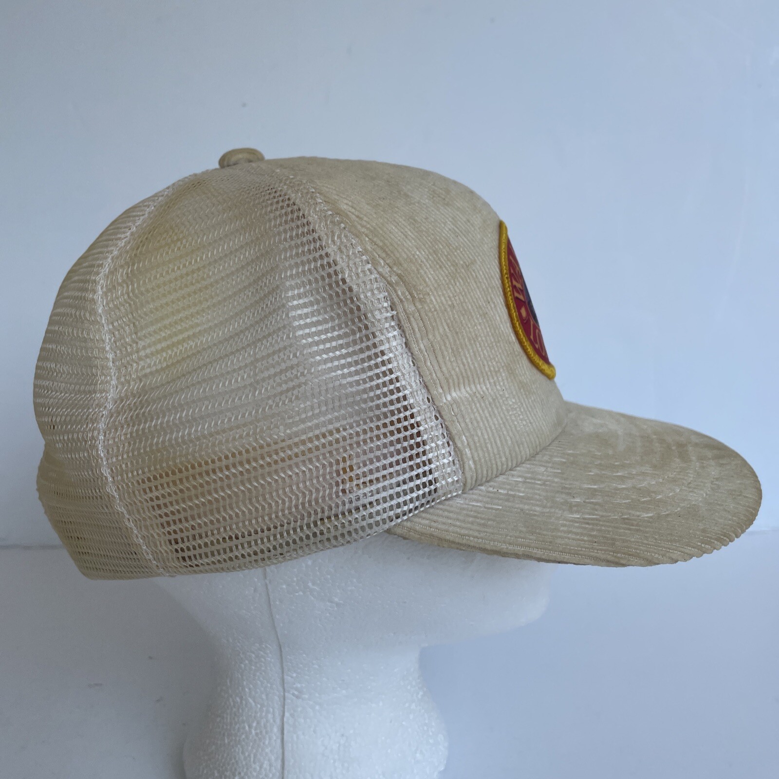 Wampler Longacre Corduroy Mesh Hat Snapback Cap Beige Yupoong