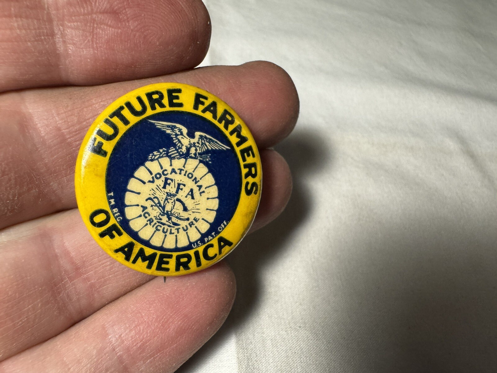 Vint 1940&rsquo;s Pin Back Button Future Farmers of America Vocational Agriculture FFA