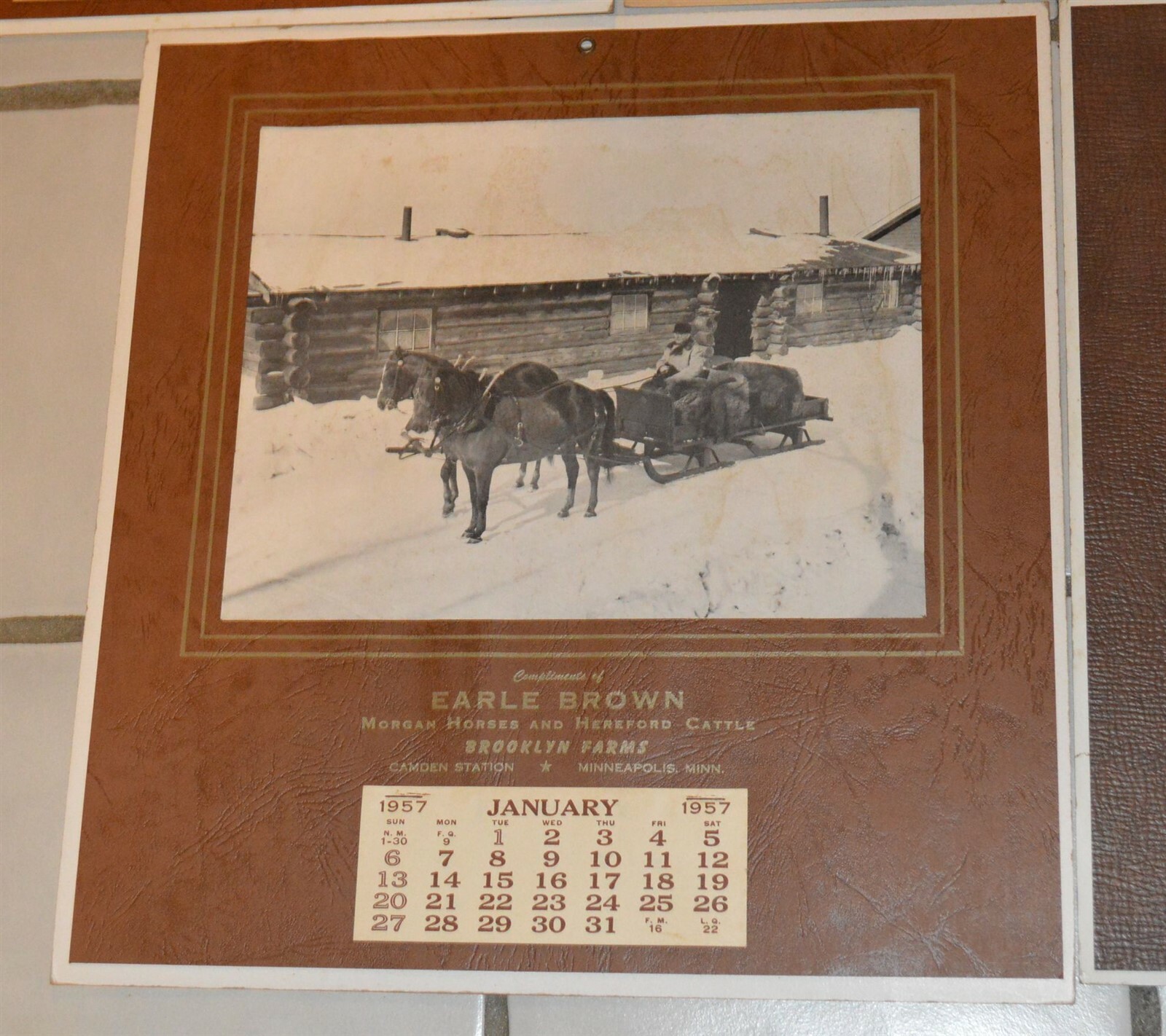 5 1946-1957 Earle Brown Calendars Camden Farms Mpls Morgan Horses