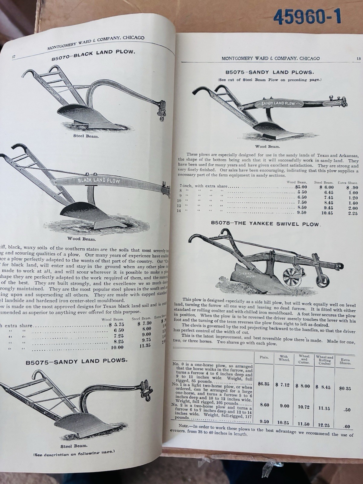ORIGINAL 1897 Montgomery Ward Catalog B Agricultural Implements Farm Order Form