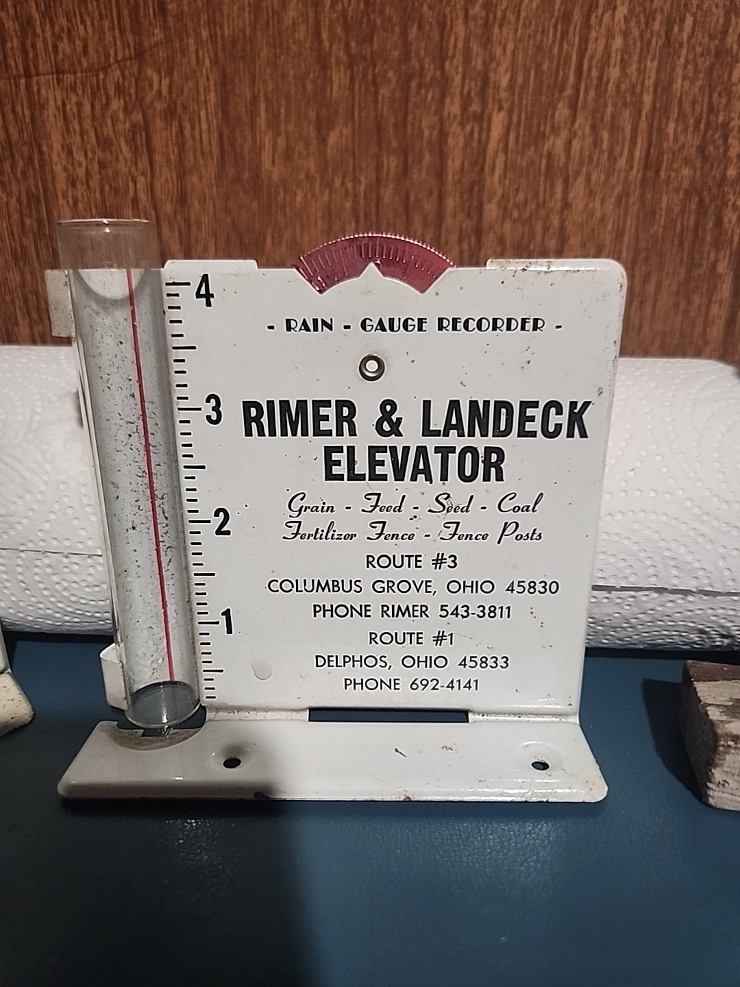 3 Rain Guage Recorders Farm Grain Feed Seed Insurance Supply Advertising Vint.