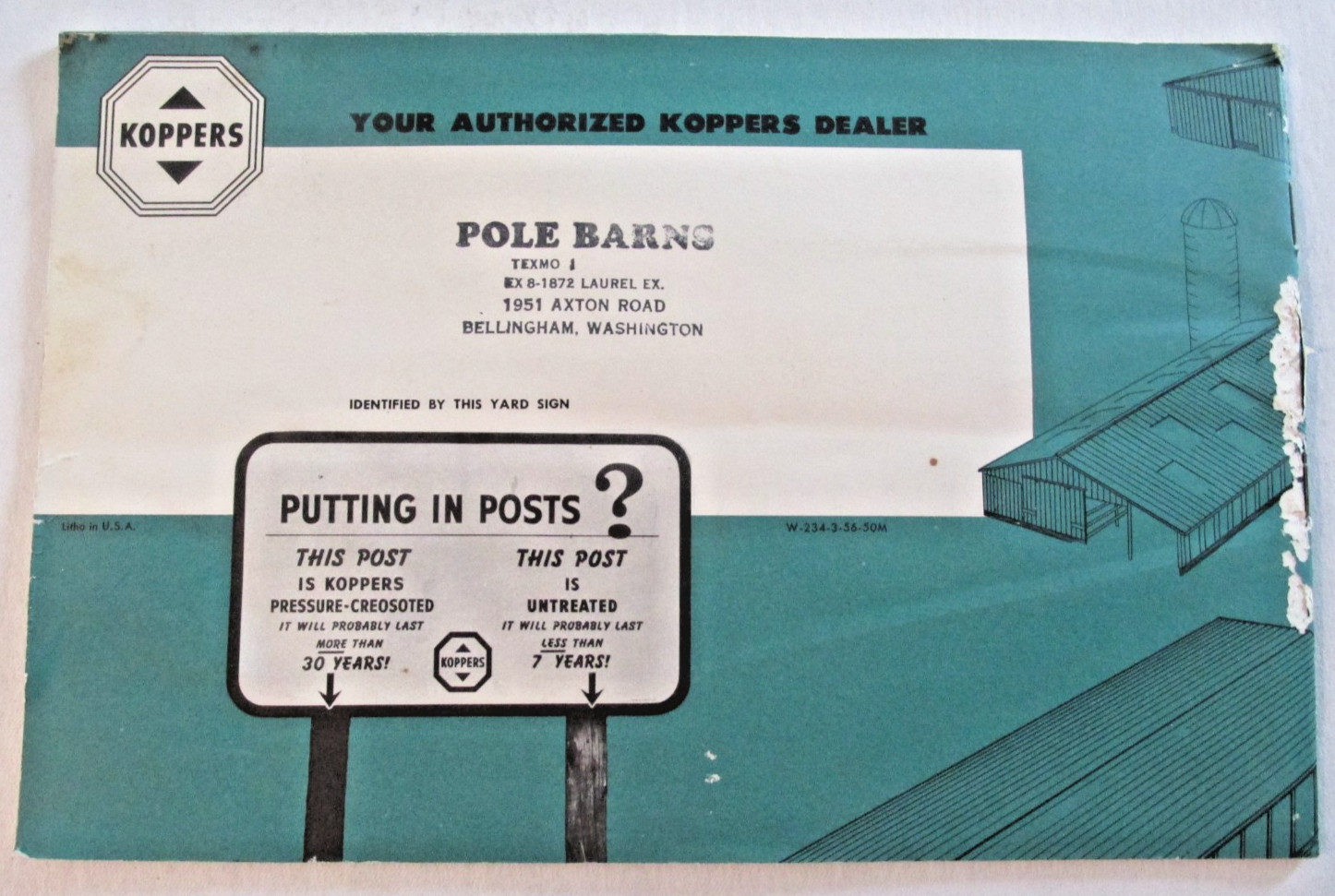 VTG 1955 Koppers Pole-Type Farm Buildings Brochure Pole Barns Bellingham WA 16p