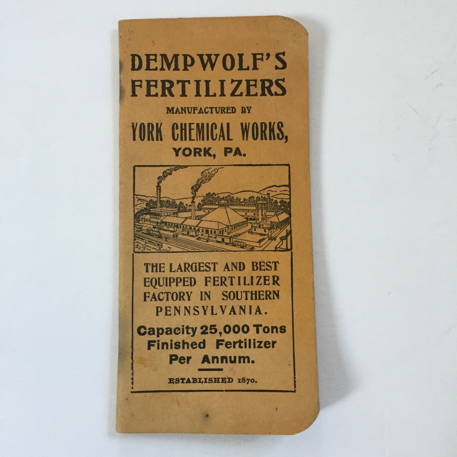 Vintage 1912 1913 Dempwolf&rsquo;s Fertilizers Pocket Notebook York Chemical Works PA