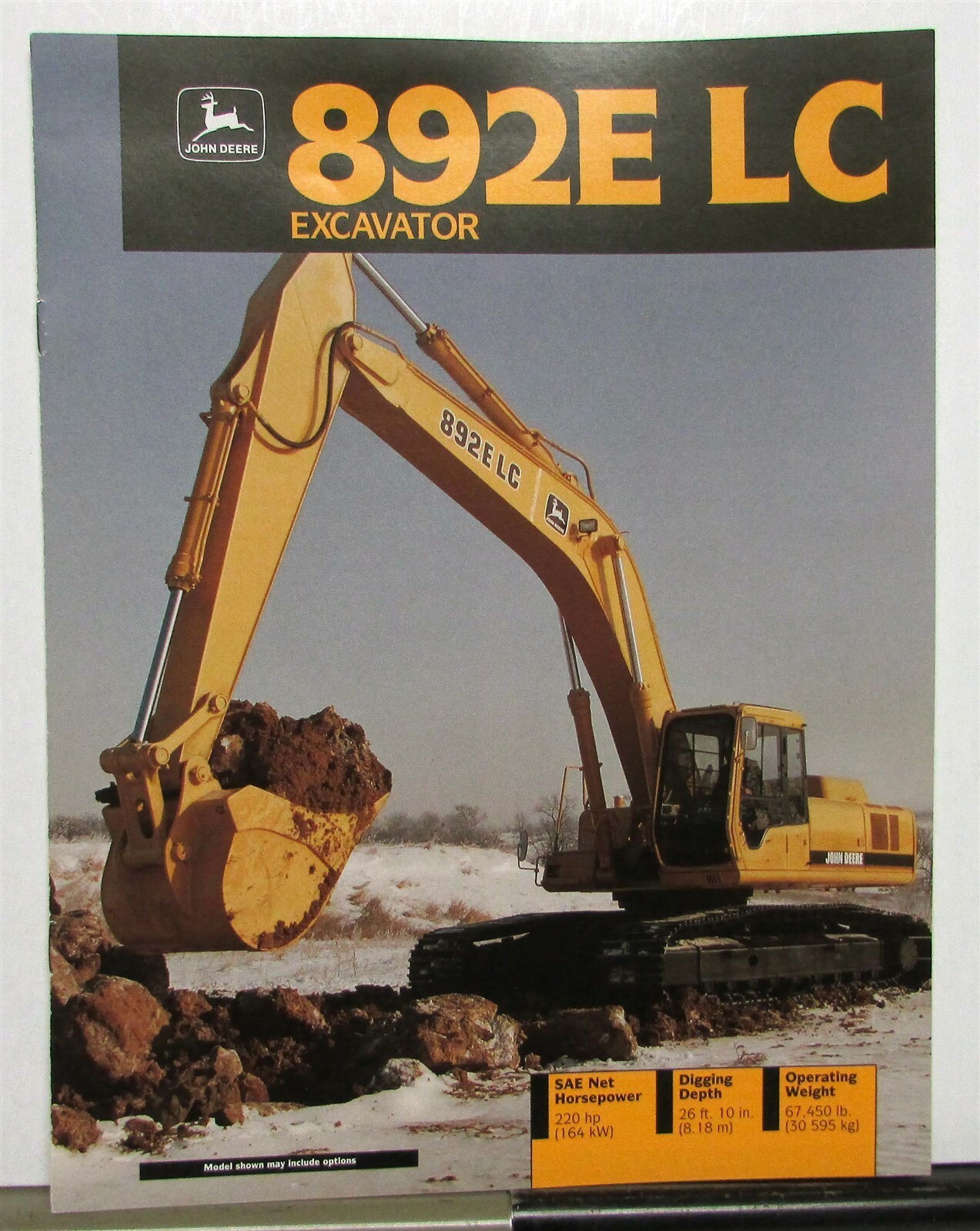 1993 John Deere 892E LC Excavator Specifications Construction Sale Brochure