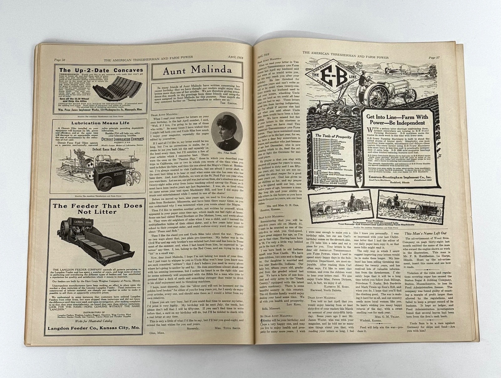 The American Thresherman & Farm Power MAGAZINE April 1918 MADISON, WIS.