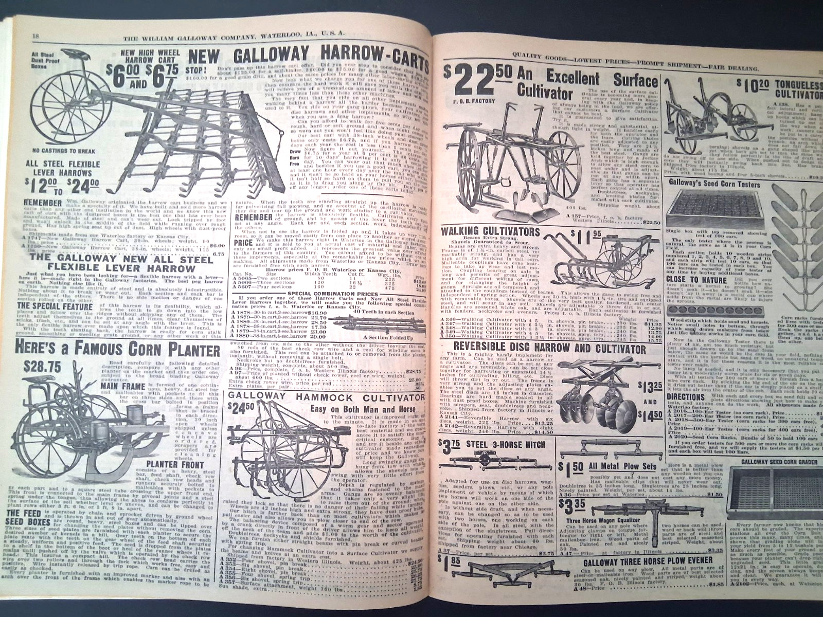 1915 Galloway Bros Iowa Catalog Farm Engines Cast Iron Stoves Clothes Color
