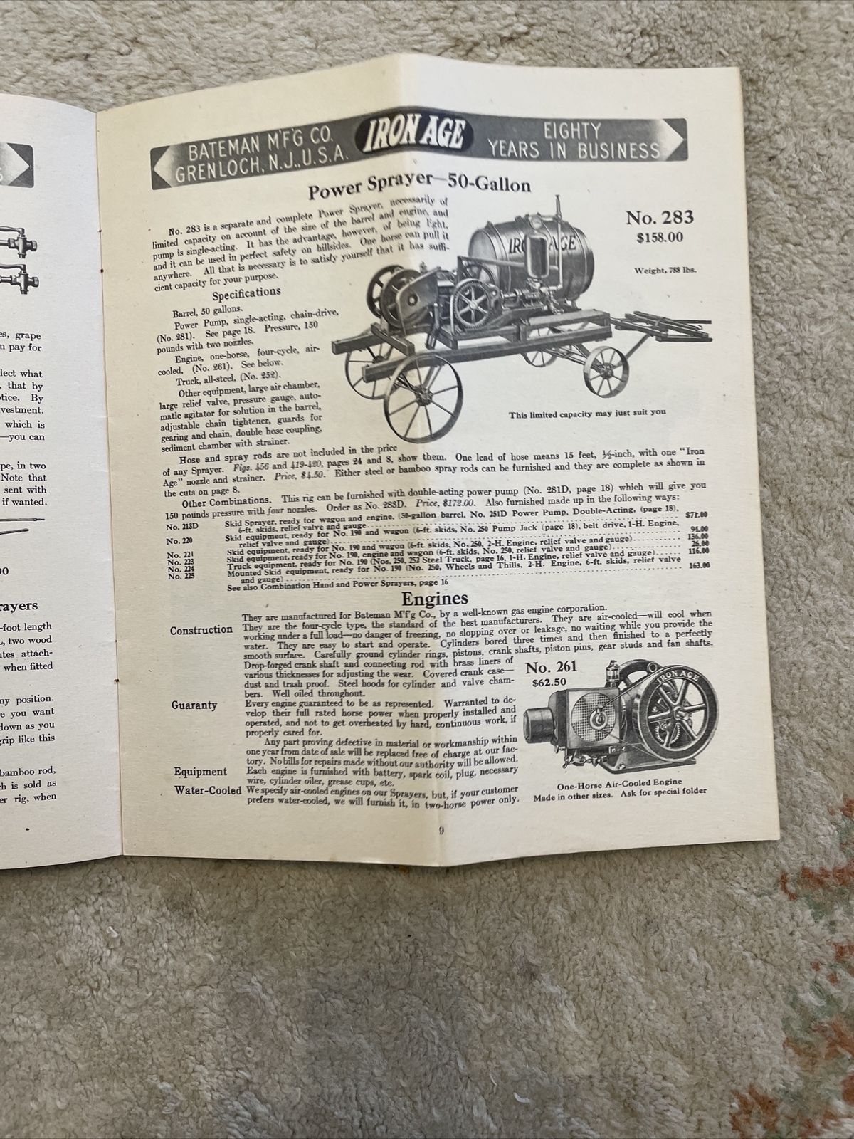 1910s Farm Garden Orchard Implements Catalog Bateman Mfg. Grenloch NJ Catalog