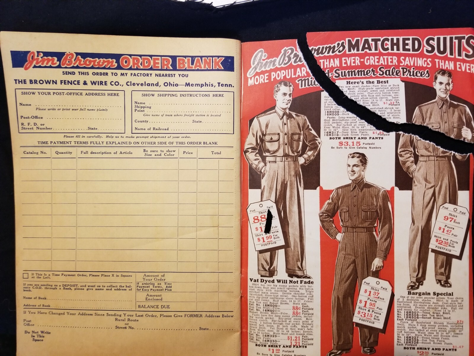 Vintage Jim Brown Fence Wire Catalog 1940 Clean Up Sale Farm Equipment Clothing