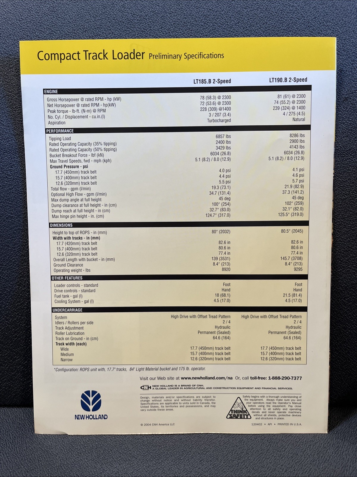 New Holland LT185.B Track Loader Sales Brochure