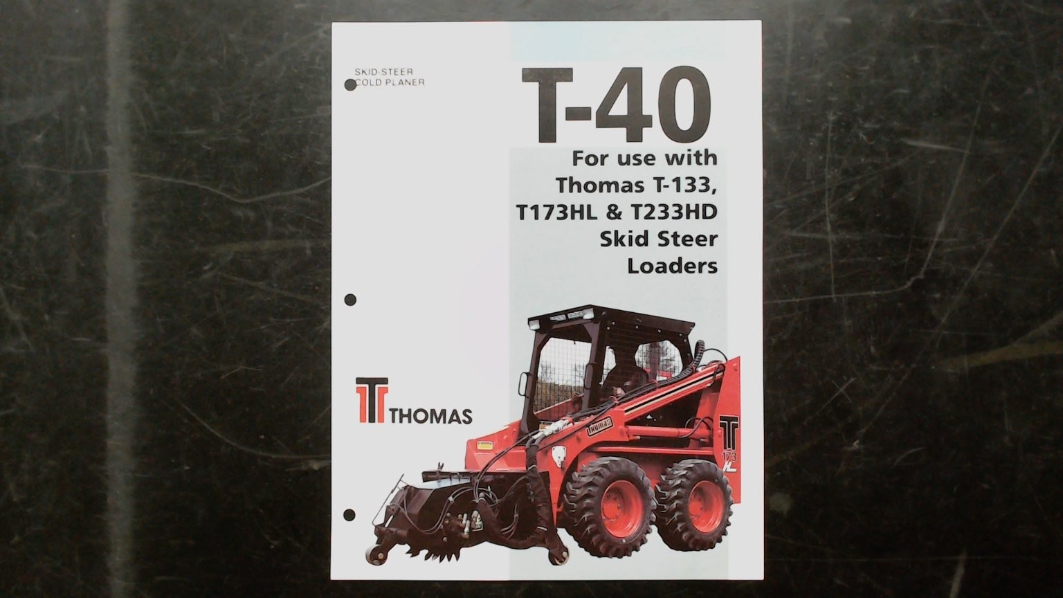 Thomas T-40 Skid Steer Cold Planer Brochure Vintage Agricultural Flyer
