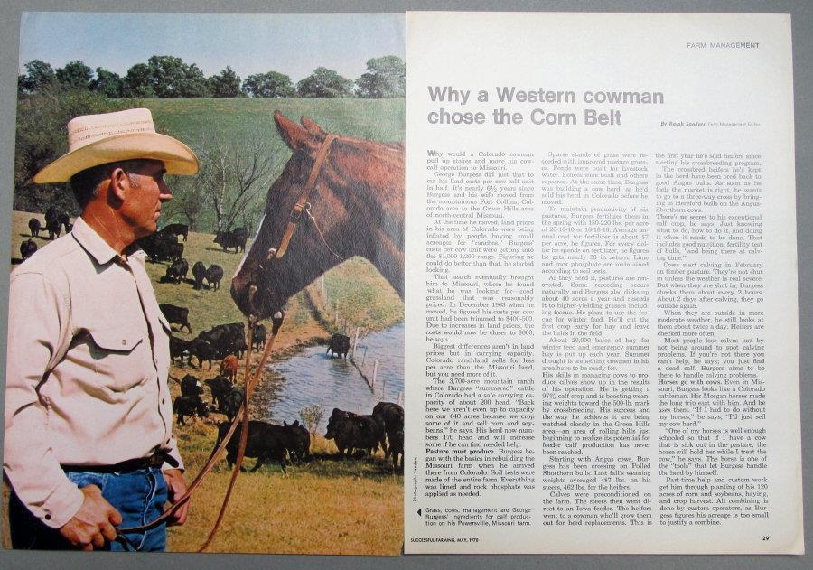 Orig 1970 Farm Photo Article Features George Burgess, Green Hills Area Missouri