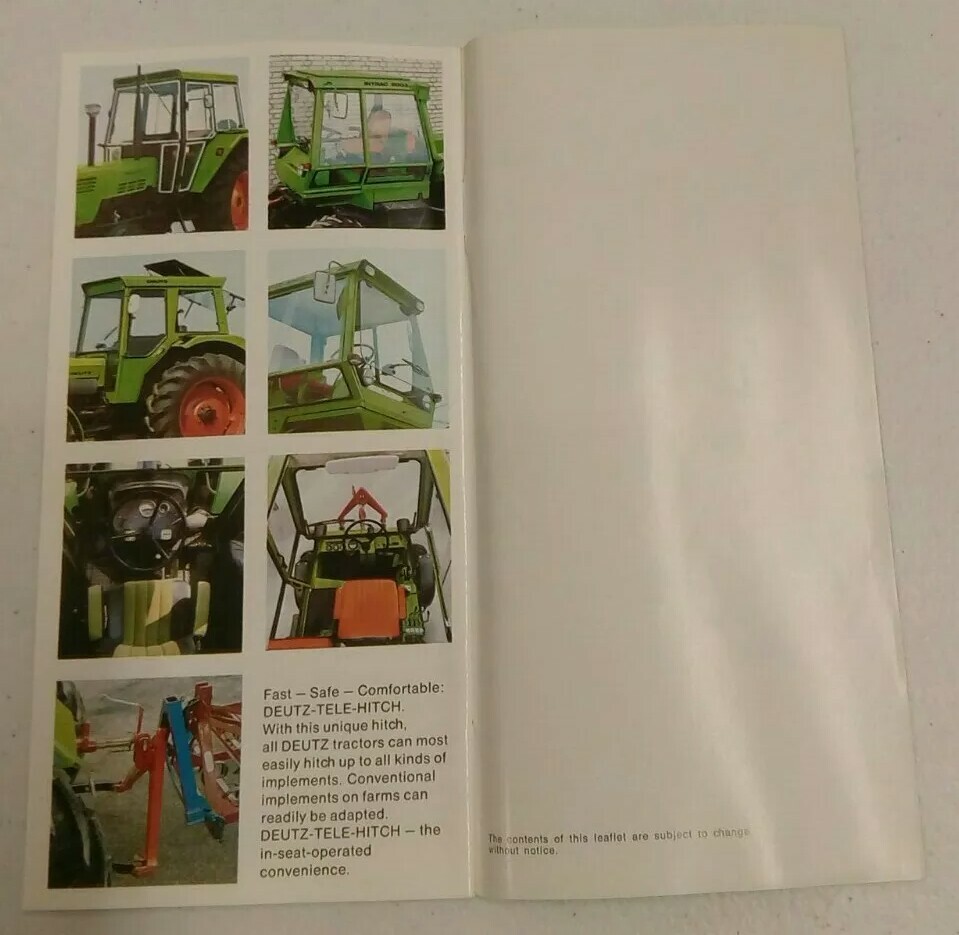 VINTAGE 1976 DEUTZ 06 SERIES TRACTOR BROCHURE MODEL D-30 to D-130 PRINTED 8/1976