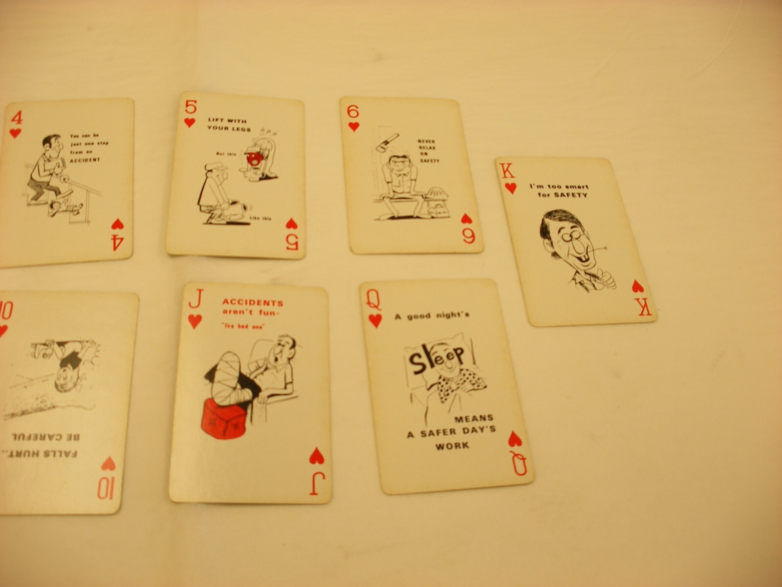 Vintage A.O. Smith Safety Record Comic Playing Cards – missing 3 of clubs