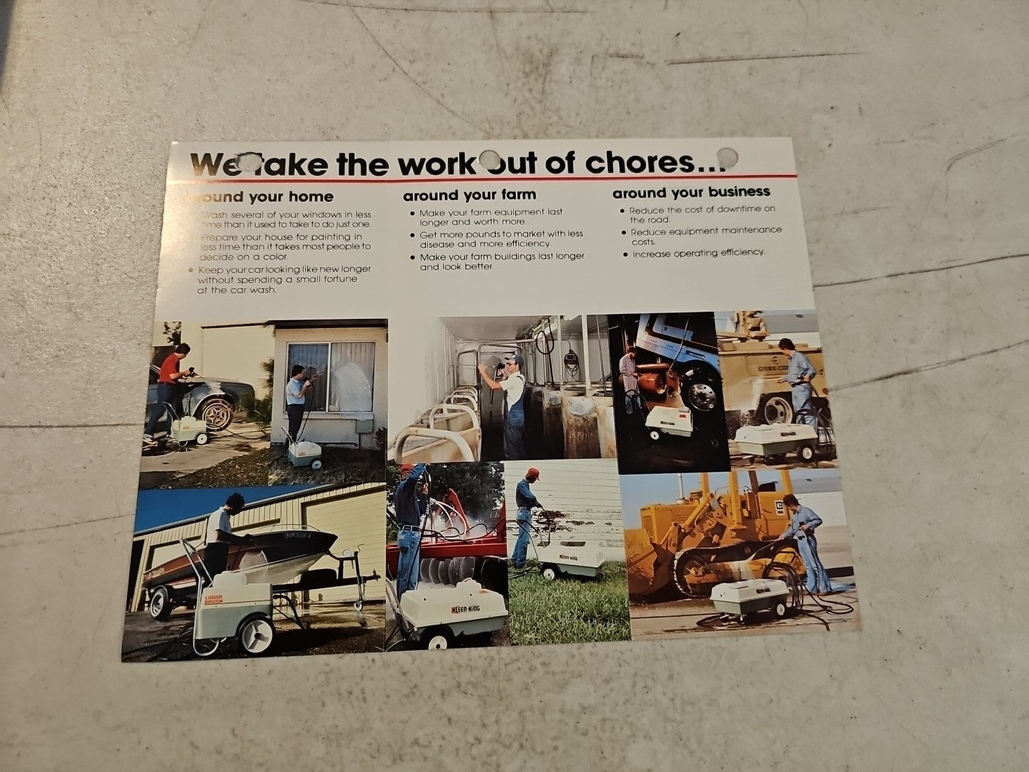 Vintage Kleen King Liquid Brush Pressure Washer Dealer Sales Brochure