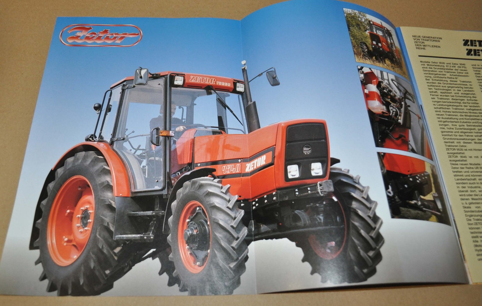 Zetor 9520 9540 Tractor Specification Brochure Prospekt DK