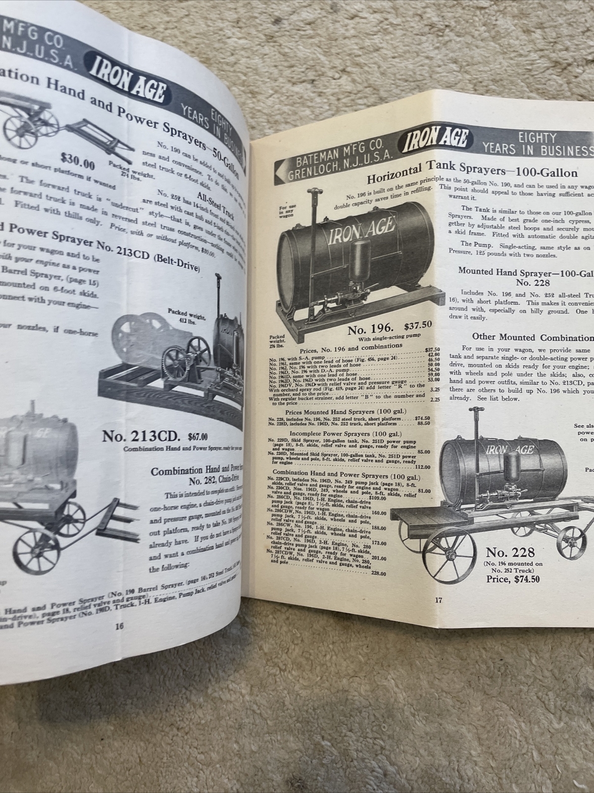1910s Farm Garden Orchard Implements Catalog Bateman Mfg. Grenloch NJ Catalog