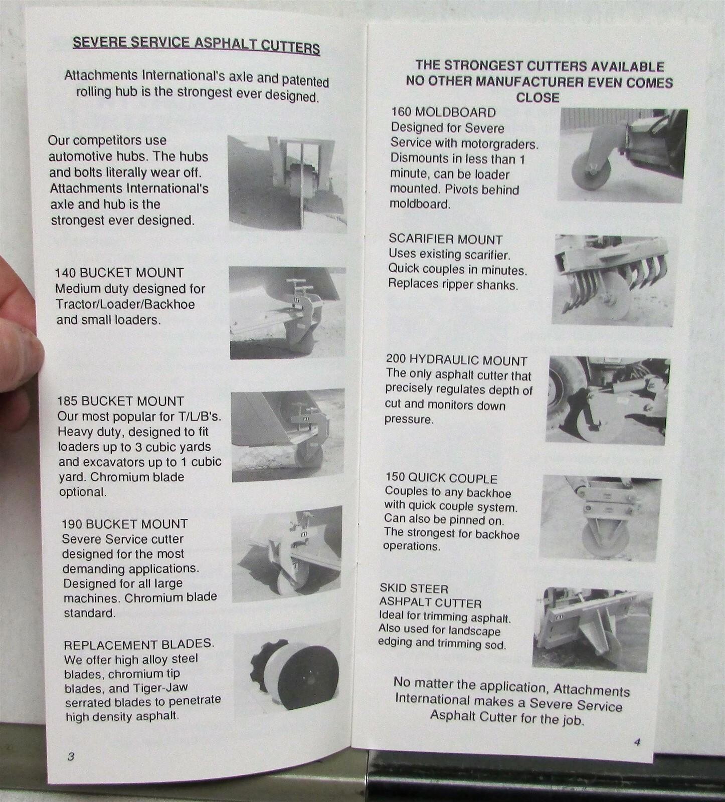 1992 Attachments International Product Guide Construction Sales Brochure