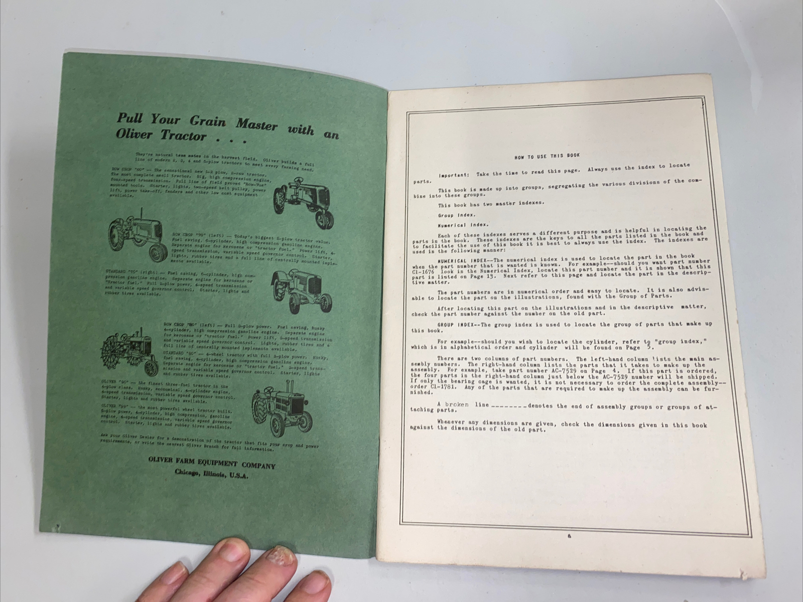 OLIVER Grain Master Combine Parts CATALOG