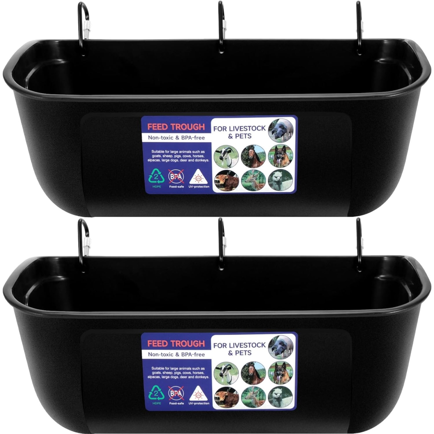 Efficient 9 Quart Feed Trough – No Waste Hanging Feeder for Large Animals
