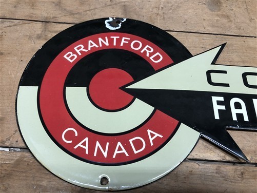 Cockshutt Farm Equipment Sign Porcelain Metal Advertising, Brantford Canada A